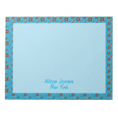 turquoise patroon bruine natuurlijke bloem notitieblok (Voorkant)