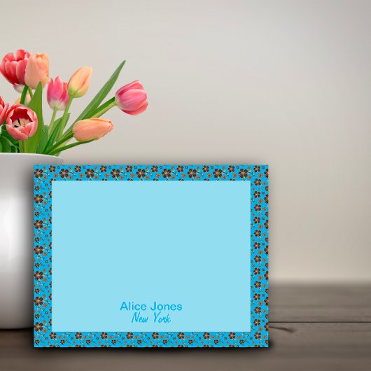 turquoise patroon bruine natuurlijke bloem notitieblok