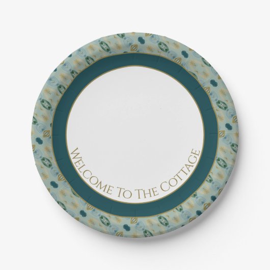 Turquoise patroon decoratief papieren bordje (Voorkant)