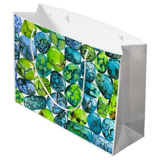 Turquoise-patroon Groot Cadeauzakje (Achterkant Gekanteld)