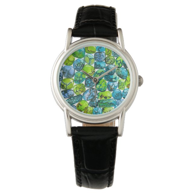 Turquoise-patroon Horloge (Voorkant)