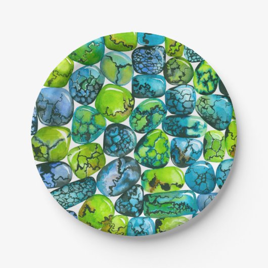 Turquoise-patroon Papieren Bordje (Voorkant)
