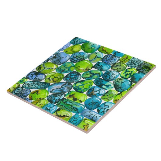 Turquoise-patroon Tegeltje (Zijkant)