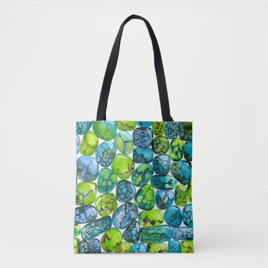 Turquoise-patroon Tote Bag (Voorkant)
