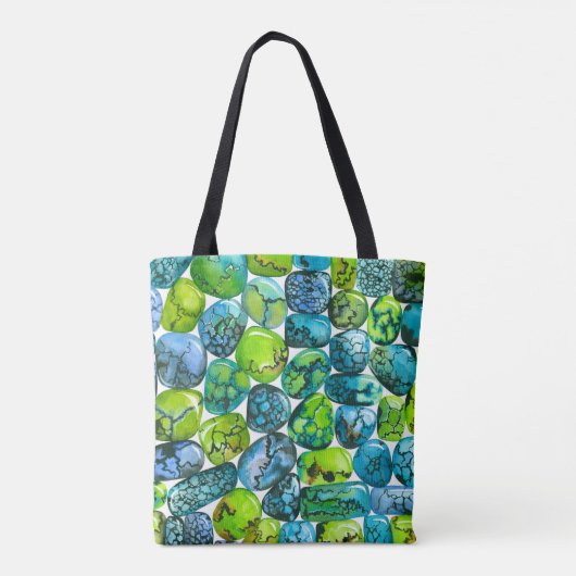 Turquoise-patroon Tote Bag (Achterkant)