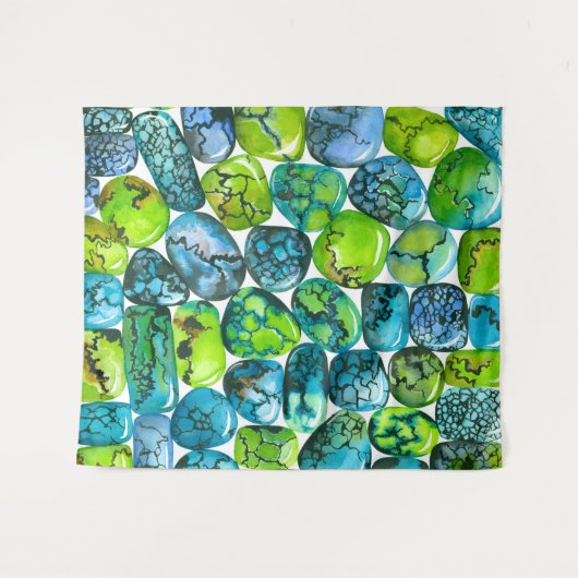 Turquoise-patroon Wandkleed (Voorkant (horizontaal))