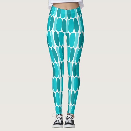 Turquoise Pattern Colorful Shapes Leggings (Voorkant)