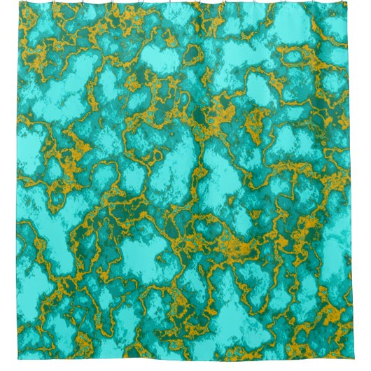 Turquoise Pattern Douchegordijn (Voorkant)
