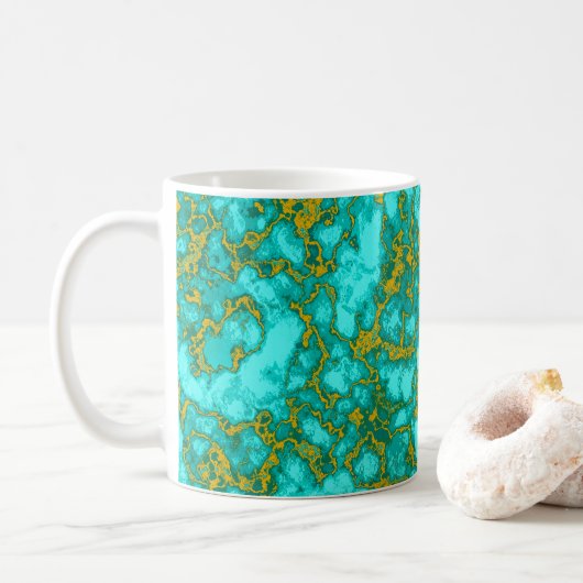 Turquoise Pattern Koffiemok (Met donut)