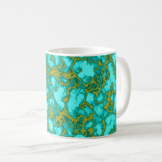 Turquoise Pattern Koffiemok (Voorkant rechts)