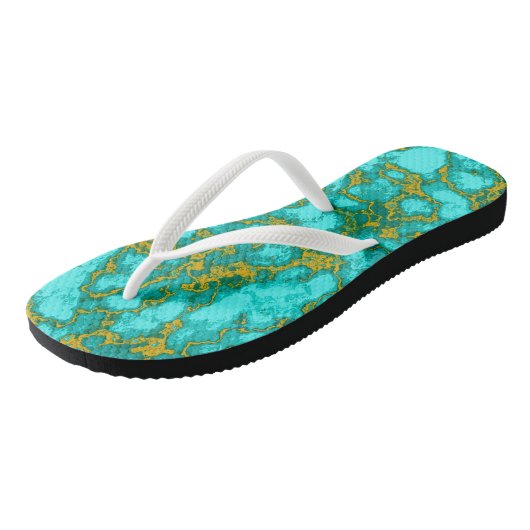 Turquoise Pattern Teenslippers (Schuin)