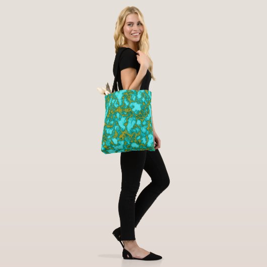Turquoise Pattern Tote Bag (Op model)
