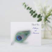 turquoise pauw Bedankt Card (Staand voorkant)