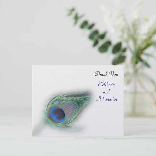 turquoise pauw Bedankt Card (Staand voorkant)