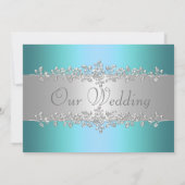 Turquoise Pauw Huwelijksuitnodiging Kaart (Achterkant)