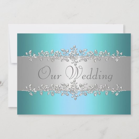 Turquoise Pauw Huwelijksuitnodiging Kaart (Achterkant)