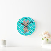 Turquoise Paw Print Sphynx Cat Wall Clock Ronde Klok (Huis)