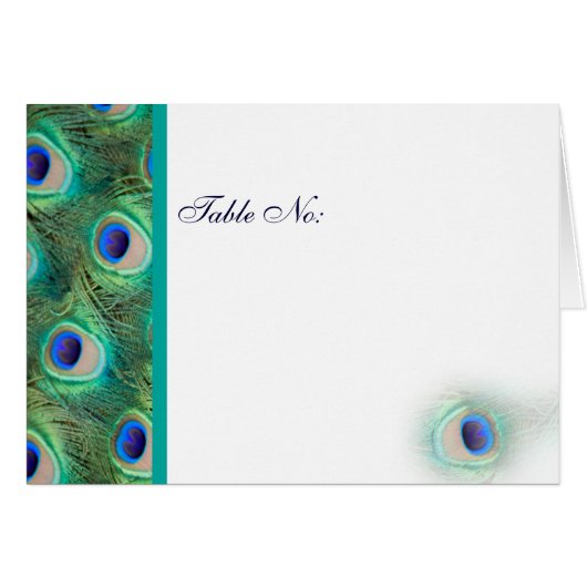 turquoise peace pauock Wedding Place Cards (Voorkant Horizontaal)