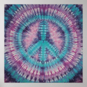 Turquoise Peace Sign Tie Dye Poster (Voorkant)