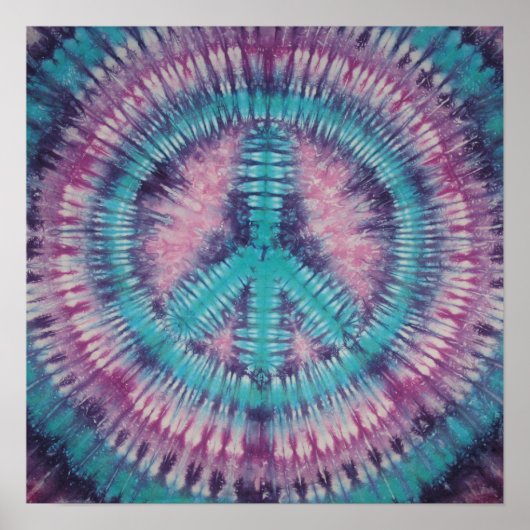 Turquoise Peace Sign Tie Dye Poster (Voorkant)