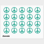 Turquoise Peace Symbol Ronde Sticker (Vel)