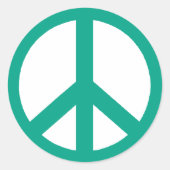 Turquoise Peace Symbol Ronde Sticker (Voorkant)