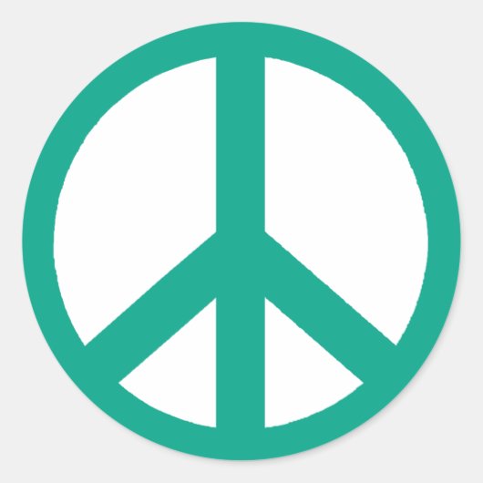 Turquoise Peace Symbol Ronde Sticker (Voorkant)