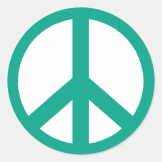 Turquoise Peace Symbol Ronde Sticker