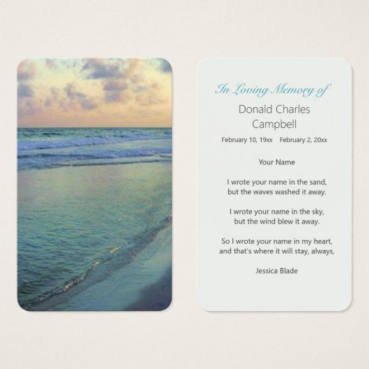 Turquoise Peaceful Shores Sunset Visitekaartje (Voorkant /achterkant)