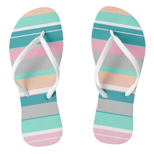 Turquoise Peach Funky Teenslippers (Voetbed)