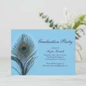 Turquoise Peacock Afstuderen Invitation Kaart (Staand voorkant)