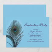 Turquoise Peacock Afstuderen Invitation Kaart (Voorkant / Achterkant)