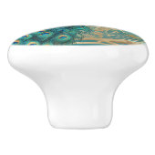 Turquoise Peacock Bird Art Nouveau Art Deco Keramische Knop (Zijkant)