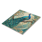 Turquoise Peacock Bird Art Nouveau Art Deco Tegeltje (Zijkant)