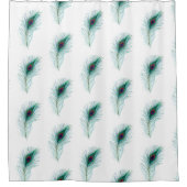 Turquoise Peacock Feathers Douchegordijn (Voorkant)