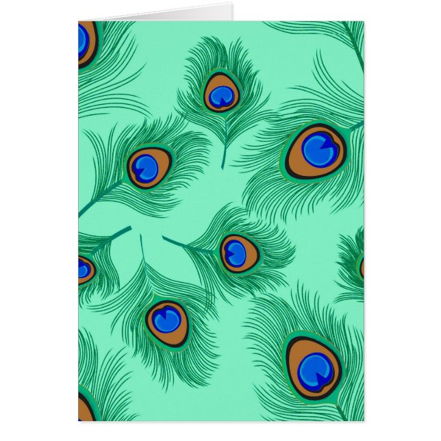 Turquoise Peacock Feathers on Light Aqua (Voorkant)