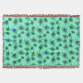 Turquoise Peacock Feathers on Light Aqua Deken (Voorkant)
