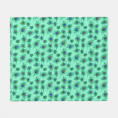 Turquoise Peacock Feathers on Light Aqua Fleece Deken (Voorkant (Horizontaal))