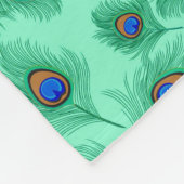 Turquoise Peacock Feathers on Light Aqua Fleece Deken (Hoek)