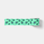 Turquoise Peacock Feathers on Light Aqua Grosgrain Lint (Voorkant)