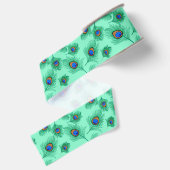 Turquoise Peacock Feathers on Light Aqua Grosgrain Lint (Achterkant)