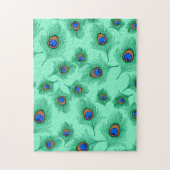 Turquoise Peacock Feathers on Light Aqua Legpuzzel (Verticaal)