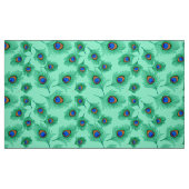 Turquoise Peacock Feathers on Light Aqua Stof (Fat Quarter)