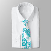 Turquoise Peacock Floral Paisley Elegant Stylish Stropdas (Gebonden)