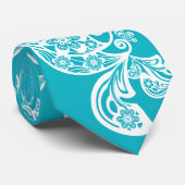 Turquoise Peacock Floral Paisley Elegant Stylish Stropdas (Opgerold)