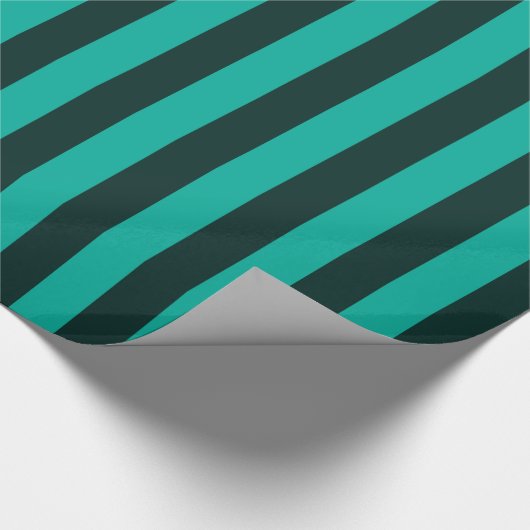 Turquoise Peacock verticale strepen Cadeaupapier (Hoek)
