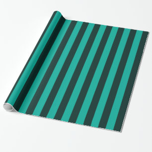 Turquoise Peacock verticale strepen Cadeaupapier