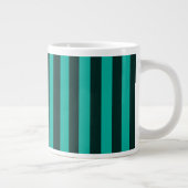 Turquoise Peacock verticale strepen Grote Koffiekop (Rechts)