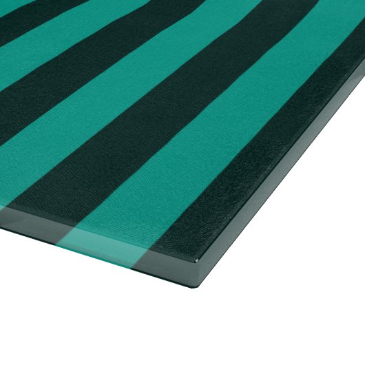Turquoise Peacock verticale strepen Snijplank (Hoek)