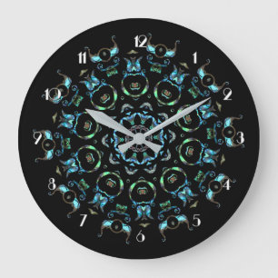 Turquoise Pearl Mandala Round Wall klok